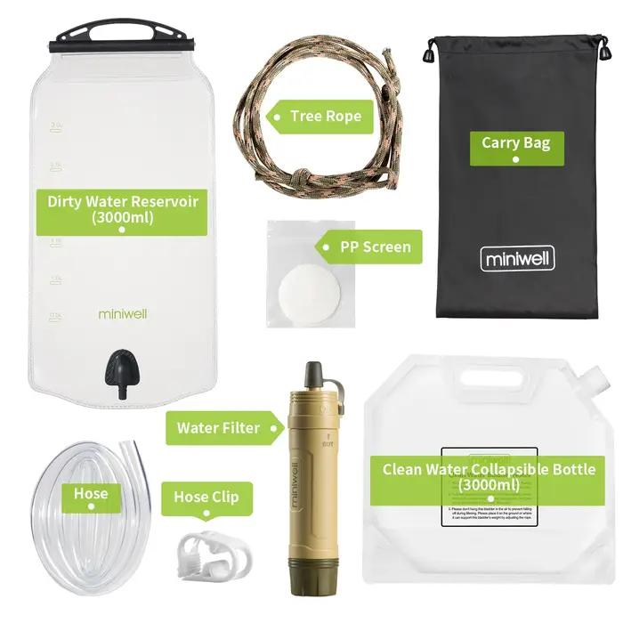 Miniwell Paille filtrante à eau portable pour la survie en plein air
