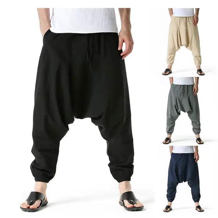 Pantalon harem coton lin chasse confort - Coupe baggy oversize jogger large yoga outdoor