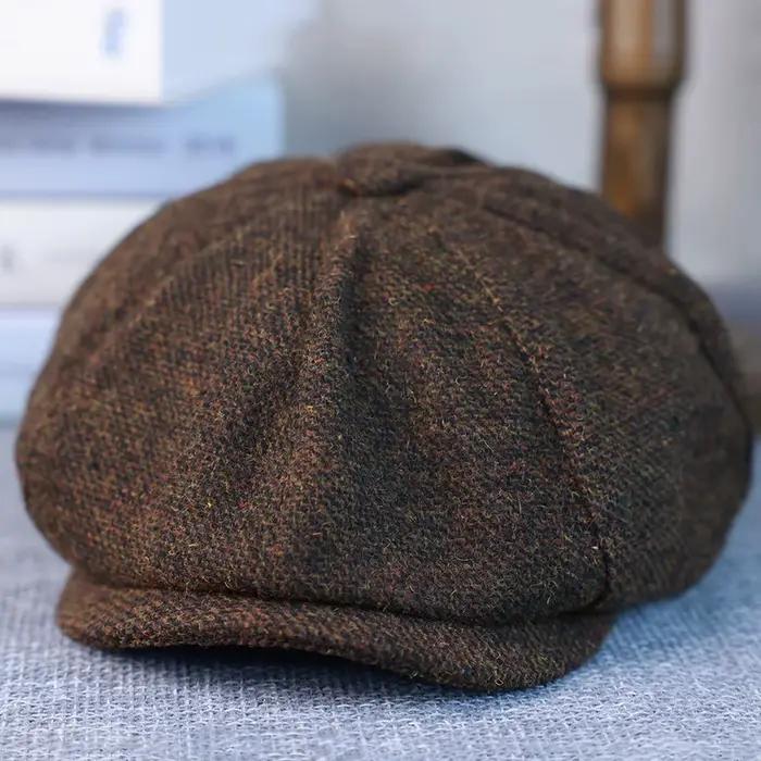 Nouveau Vintage hommes laine gavroche casquette marron vert femmes hommes bérets classique laine oct