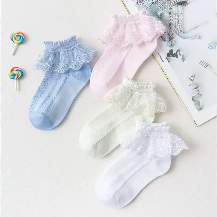 10 paires/lot bébé filles enfants chaussettes dentelle à volants princesse maille
