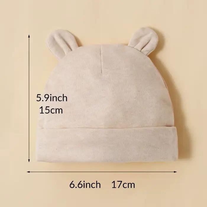 Chapeaux pour bébé unisexe, 3 pièces, abricot, 100% coton, doux, confortables, à la mode et minimali