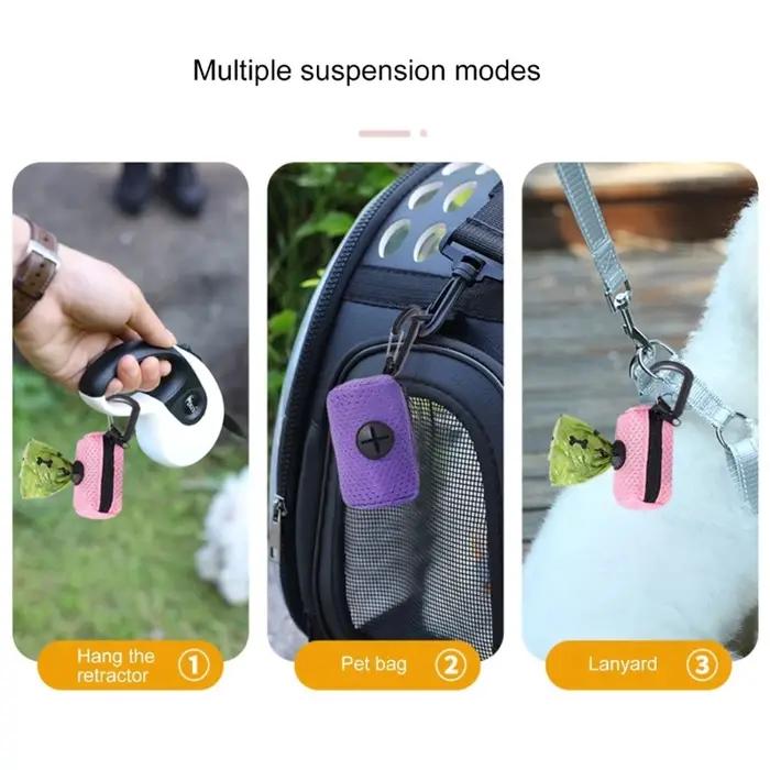 Distributeur de sacs à déjections canines suspendable, support pour sacs à crottes de chien, distributeur de sacs à déjections pour promenades, distributeurs de sacs poubelles, fournitures pour animau