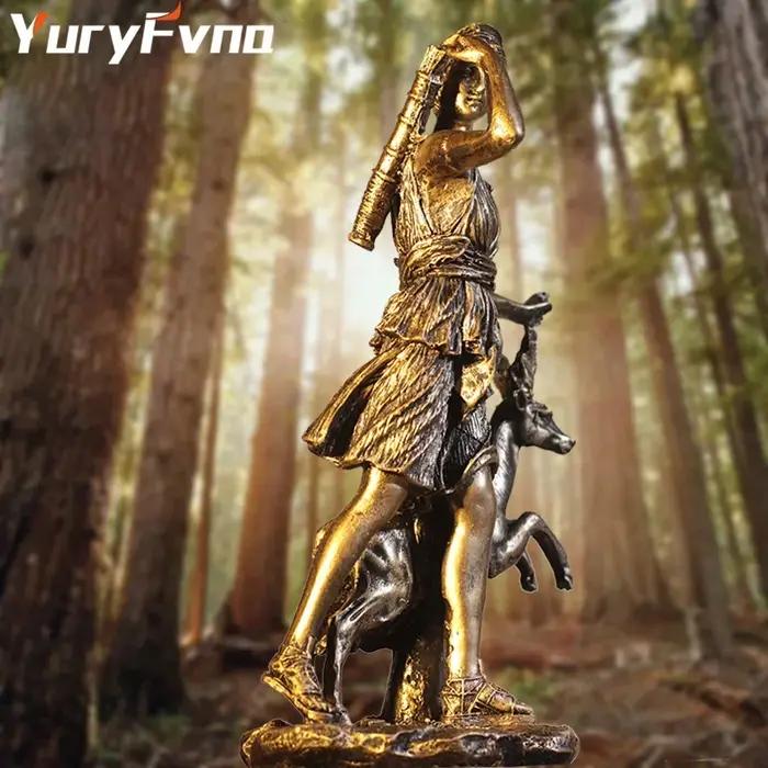 YuryFvna-Sculpture de déesse de la chasse en résine vintage