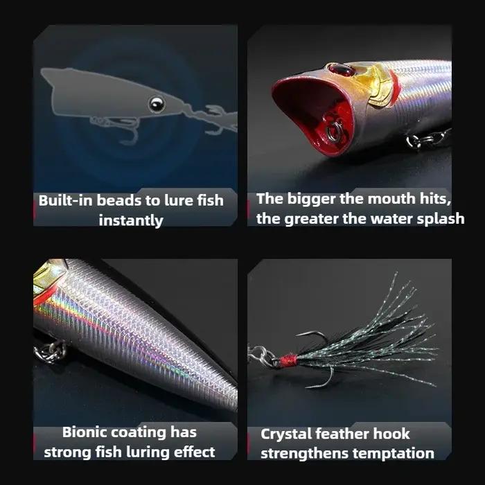 Fusée Popper Topwater frappé la vague d'eau Popper fort bruit grand éclaboussure coulée Isca leurres de pêche artificiels bar pesca