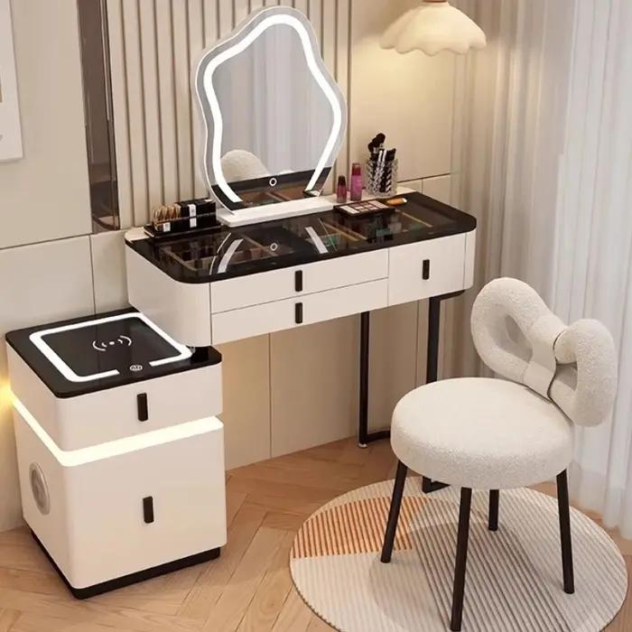 Organisateur de bijoux luxe vanité Table miroir lumières tiroirs nordique filles coiffeuse maquillag