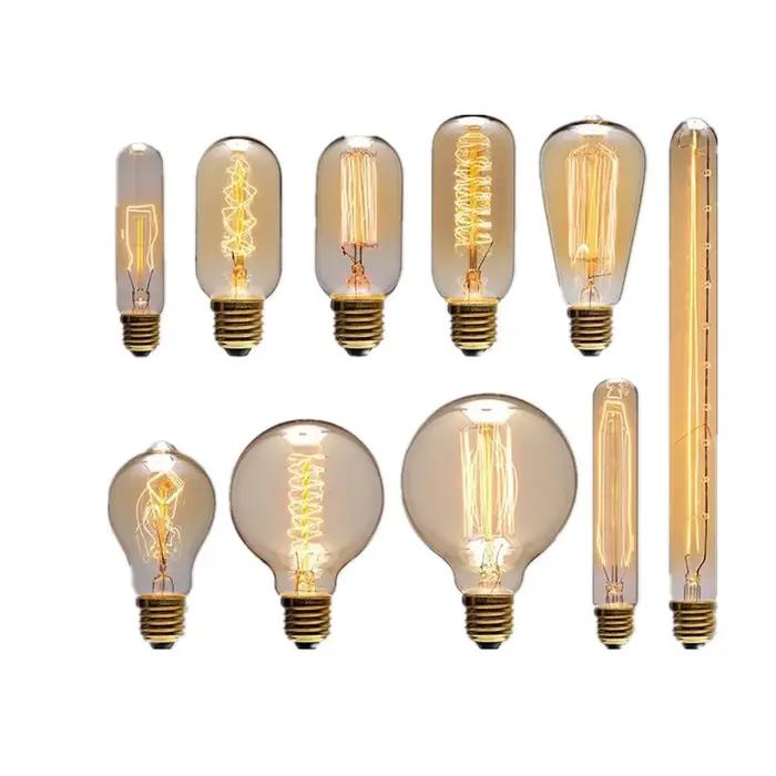 Ampoule Edison E27 40W 60W 80W 220V C35 ST64 T45 BT53 A60 G80 G95 G125, Ampoule de lumière à incande