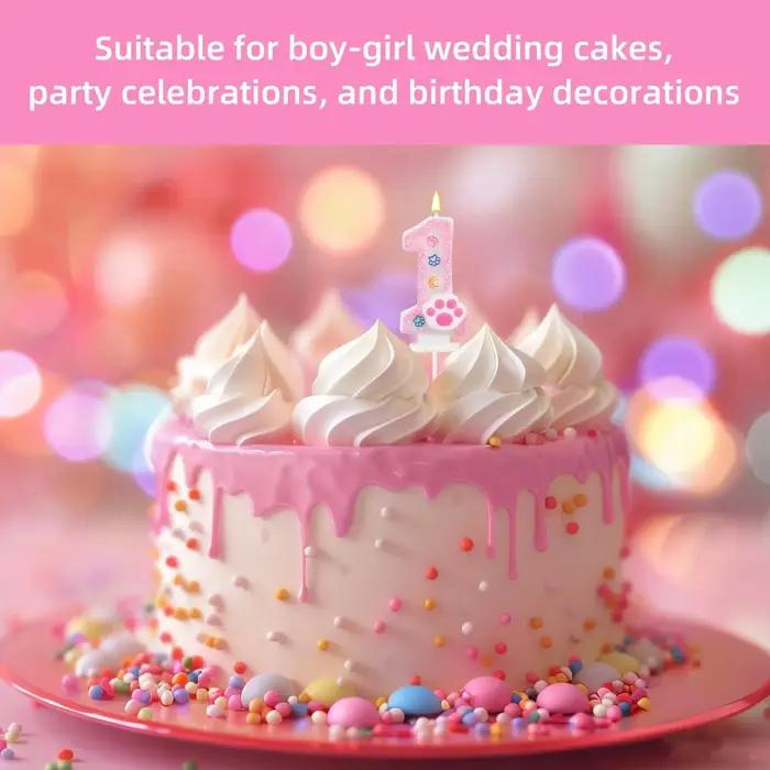 Décorations de gâteau et de cupcakes en forme de patte pour chien et chat, bougie de 3ème anniversaire, pour fête sur le thème des animaux, décorations d'anniversaire, fournitures pour célébrations