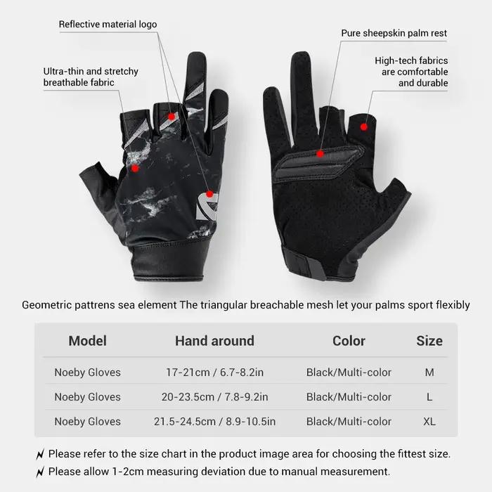 Noeby gants de pêche demi-doigt UPF50 + Protection solaire UV séchage rapide anti-dérapant ultra-min