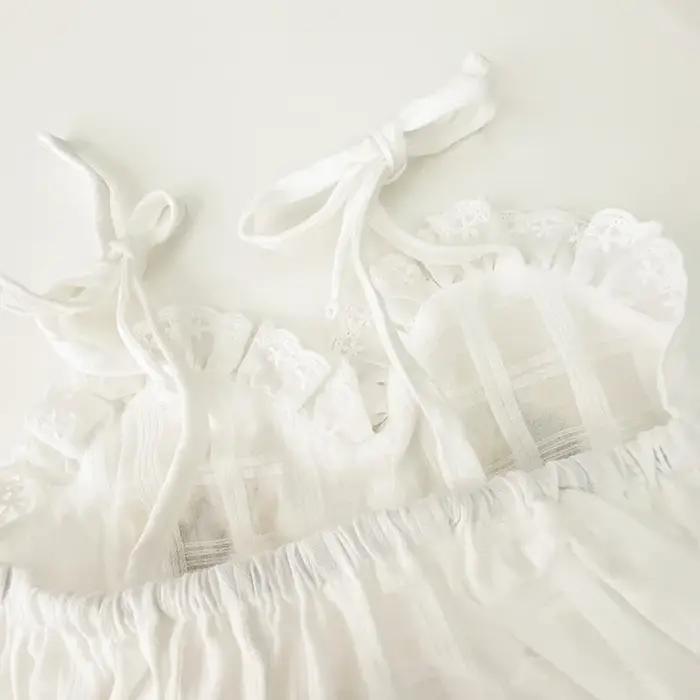 2025 été charmant sans manches nœud papillon fleur brodé infantile nouveau-né filles une pièce body