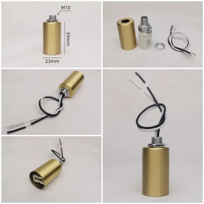 Support de lampe en céramique E27 E14, matériau en laiton, avec douille de lumière en fil, tasse en