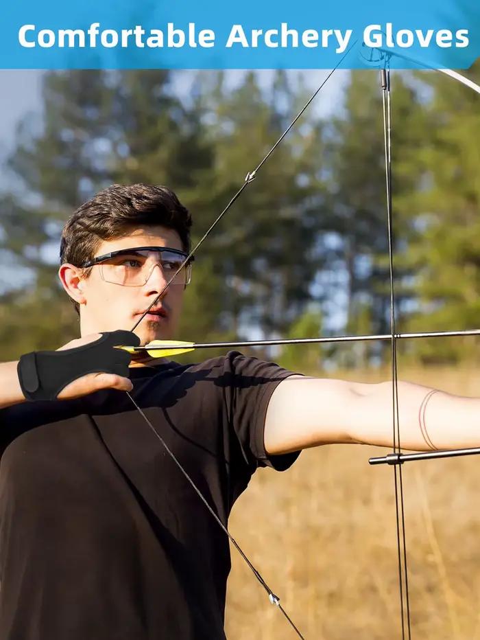 Gants de chasse tir à l'arc trois doigts cuir protection débutants adultes adolescents