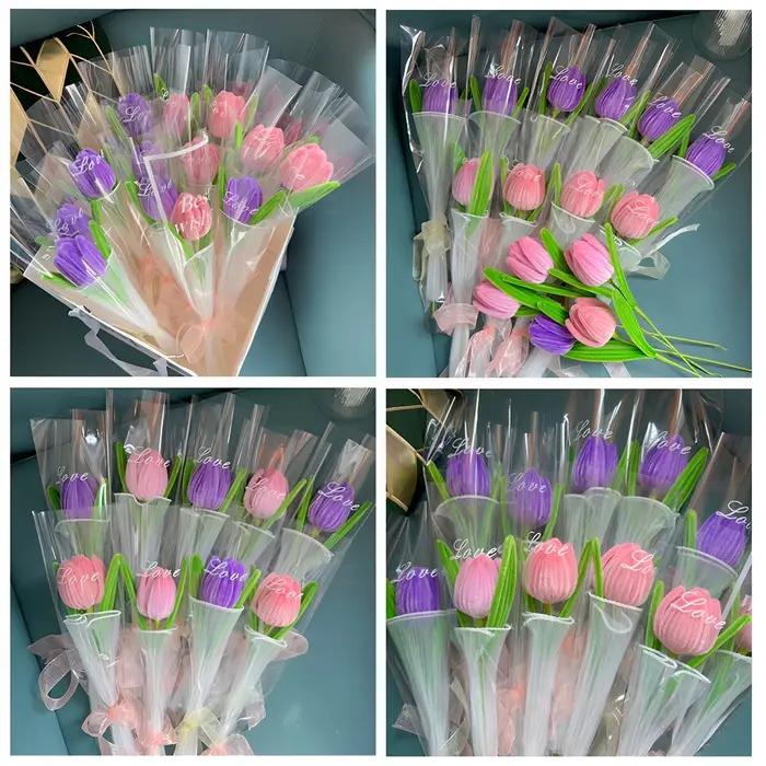 Kit d'artisanat de fleurs en tiges de chenille, 100 pièces de nettoyeurs de tuyaux pour l'artisanat, artisanat créatif d'art de bricolage pour les cadeaux de fête d'anniversaire de mariage