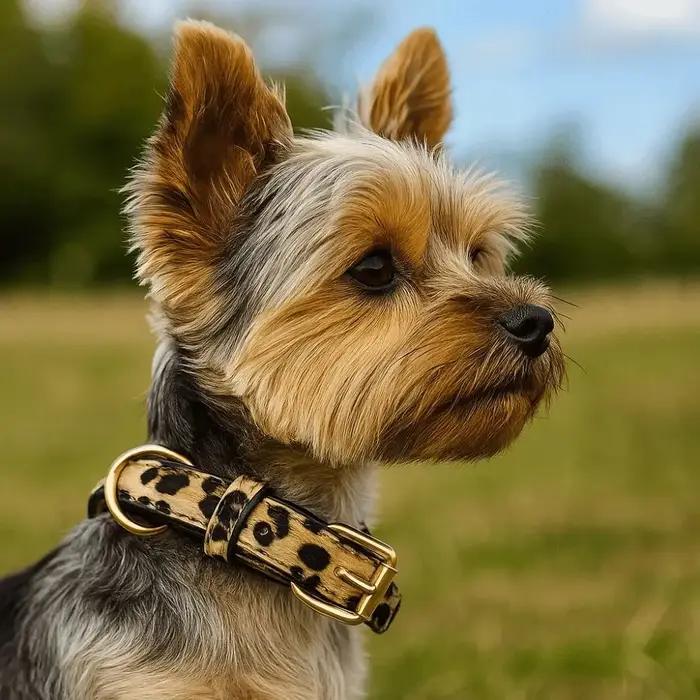 Collier de chien imprimé léopard à la mode, en cuir PU, résistant à l'usure, réglable, collier de marche pour animaux de compagnie, petits et moyens chiens