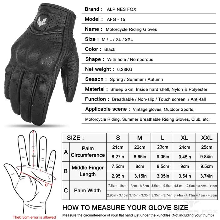 Gants de moto en cuir Vintage pour hommes, noirs, résistants à l'usure, pour écran tactile, antidéra
