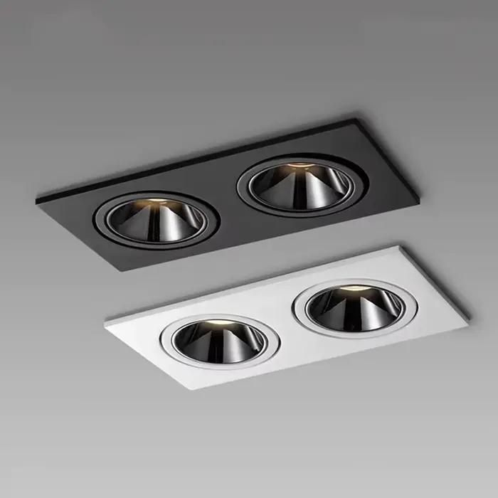 Plafond LED encastré 24W 10W simple/Double tête LED spots CREE COB Anti-éblouissement Downlight pour