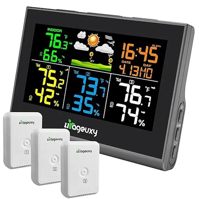 Station météo sans fil 2025, thermomètre numérique intérieur/extérieur, hygromètre avec 3 capteurs à distance, prévisions météo, heure pour la maison