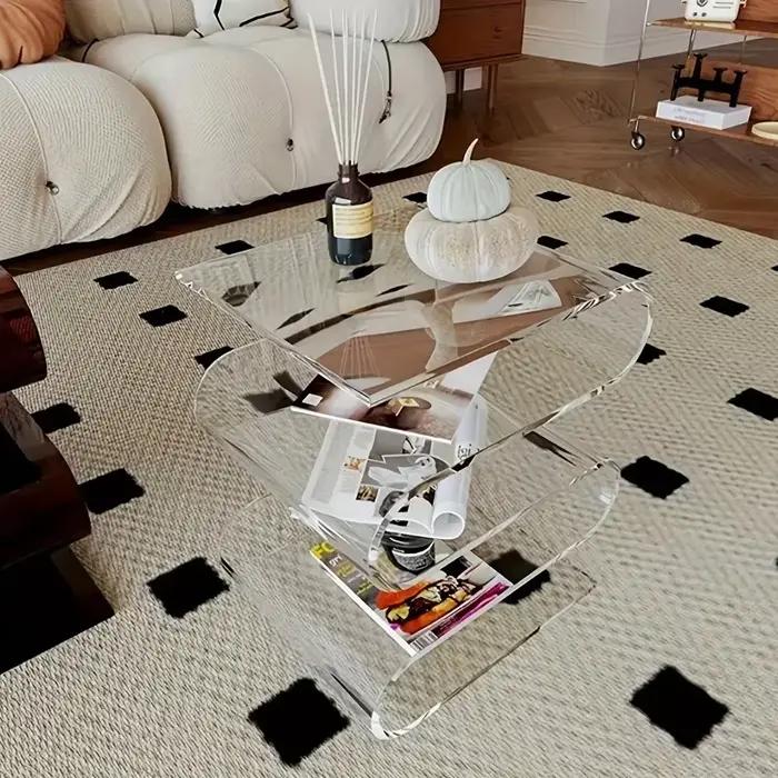 Étagère à livres transparente nordique en acrylique, Table d'appoint de personnalité, meubles de sal