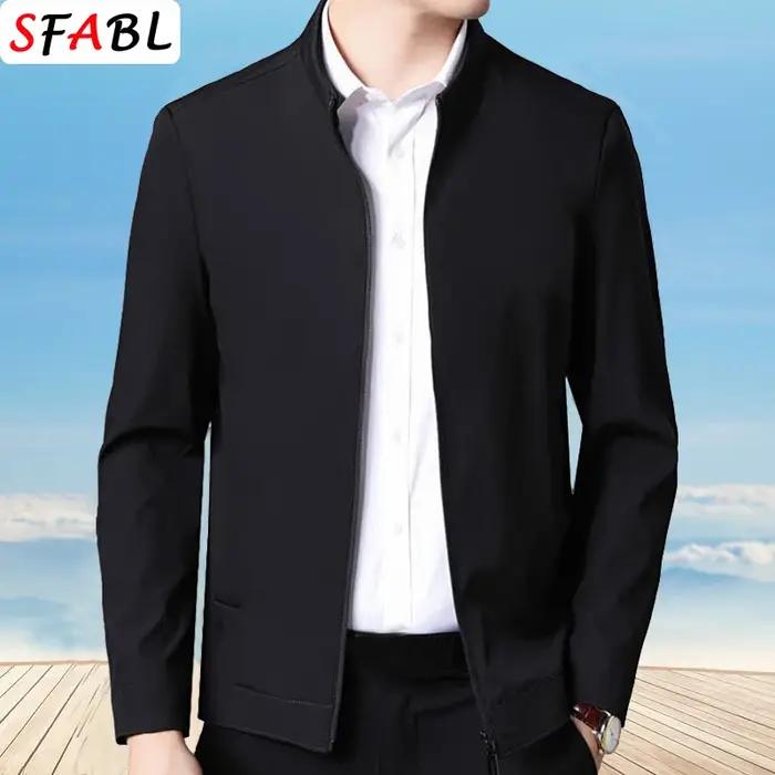 Veste pour homme de qualité solide, blazer décontracté de luxe pour homme, veste à fermeture éclair,