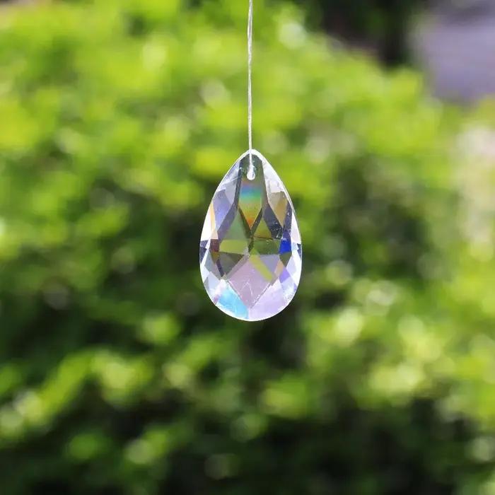 Pendentif en forme de larme d'ange en cristal, 10 pièces, Laser, prisme, lustre, breloque aurore, at