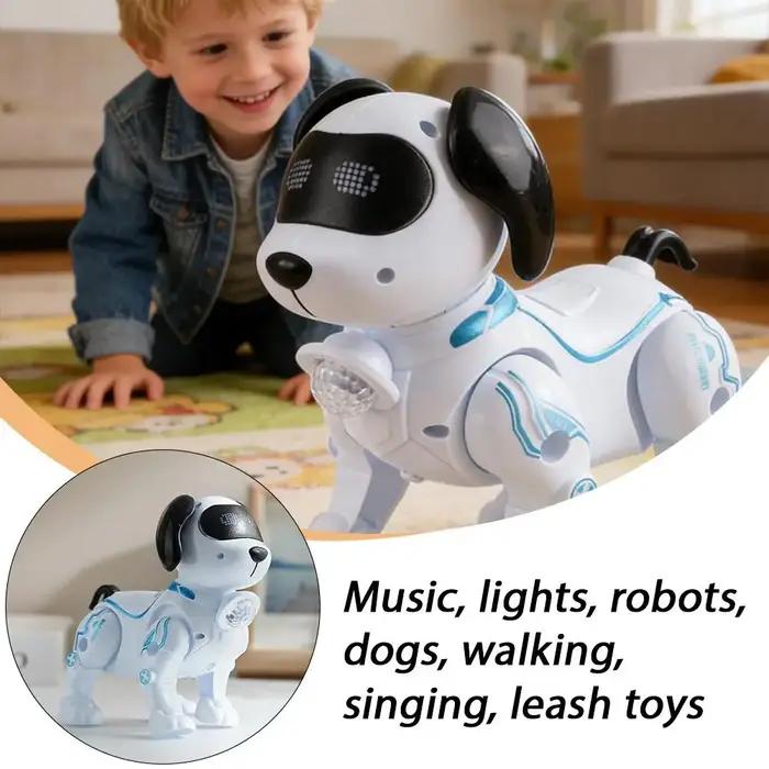 Robot chien musical et lumineux avec laisse