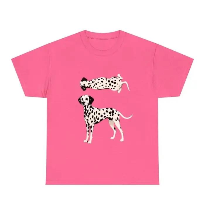 T-shirt graphique chien dalmatien, t-shirt surdimensionné pour amoureux des chiens tachetés, t-shirts imprimés de haute qualité unisexes pour hommes, femmes, couples à la mode