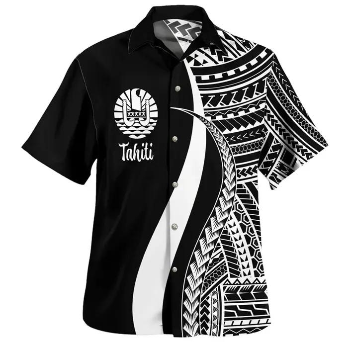 Chemise Hawaïenne de Tahiti pour Homme, Chemisier à Revers Coloré, Imprimé en 3D, Décontracté, Bouto