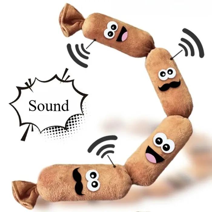 Jouet sonore pour chien en peluche segmenté en forme de saucisse