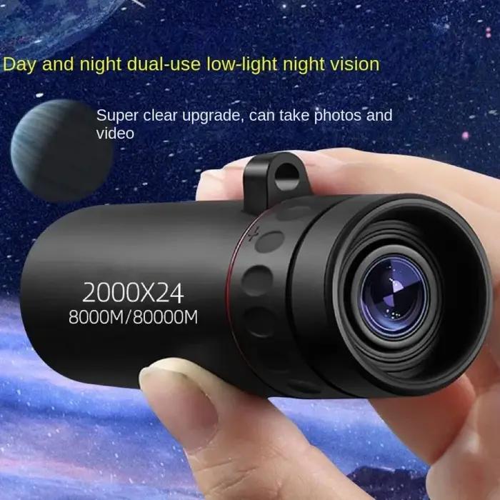 Télescope portable 2000x24 vision nocturne - Connecte smartphone pour photos observation chasse nocturne