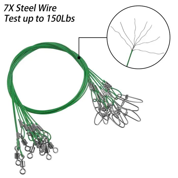 20 pièces 50CM 150LB plombs de pêche eau salée grand jeu fil de pêche en acier ligne de Leader avec