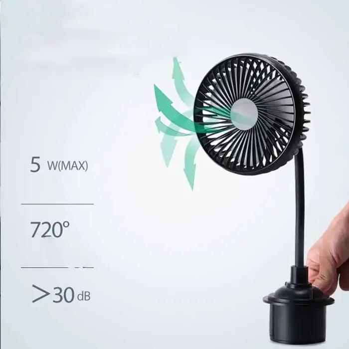 Ventilateur de voiture à col de cygne, injuste, faible bruit, 3 vitesses, réglable, portable, USB 62