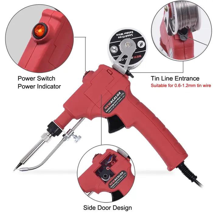 NEWACALOX 110 V/220 V 60 W envoyer automatiquement pistolet à étain fer à souder à main chaleur inte