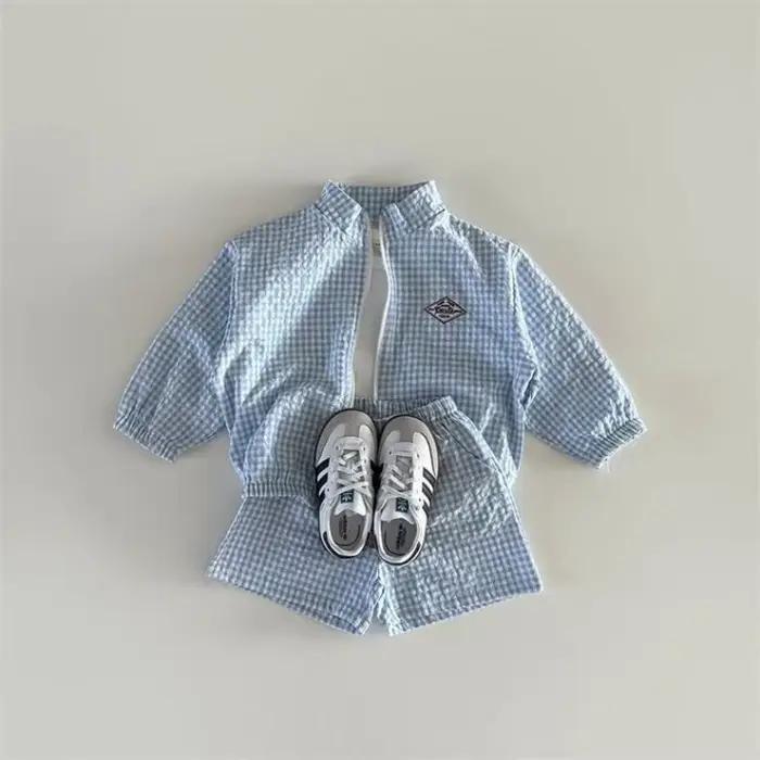 TZ2624 – ensemble veste et short à col montant à carreaux pour enfants, vêtements de Protection sola
