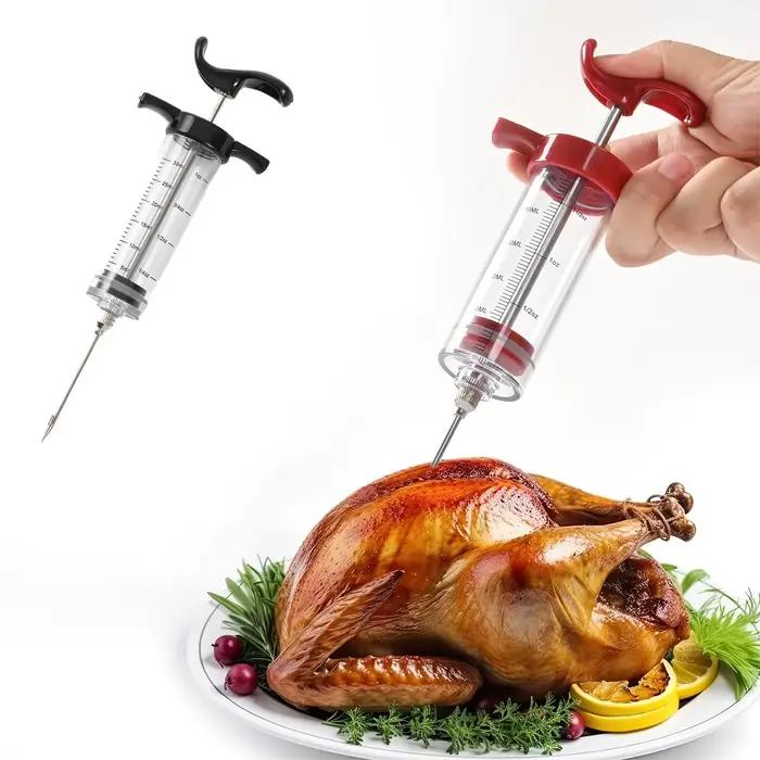 Seringue à injecter de la viande avec 3 aiguilles d'injection de marinade pour barbecue