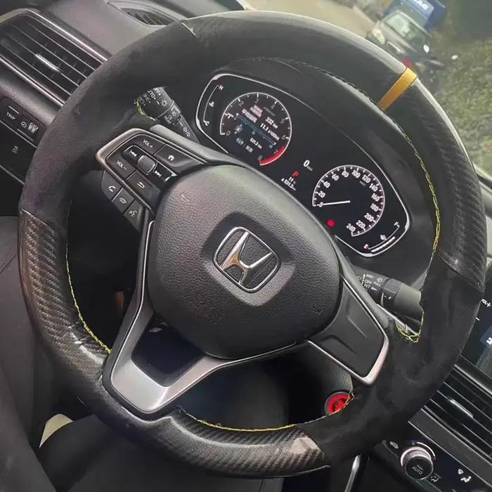 Personnalisé Voiture Couverture de Volant En Daim En Fiber De Carbone 100% Pour Honda Accord 10 2018