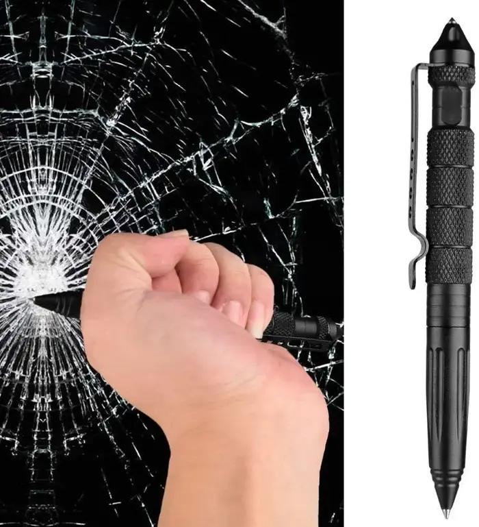 Stylo de défense tactique avec tête en acier tungstène, outil multifonction pour briser les vitres, pour la défense personnelle en extérieur et la signature