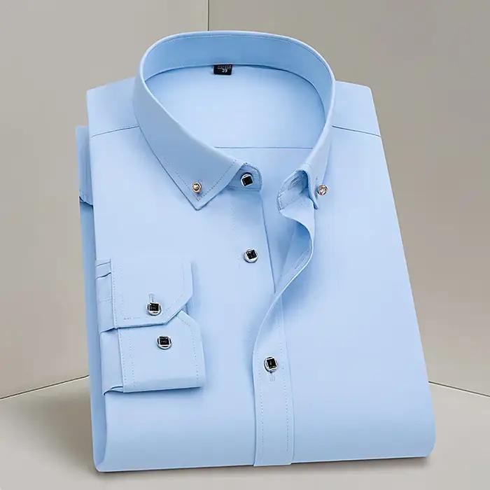 Offre spéciale hommes d'affaires robe chemise formelle mode mince classique basique diamant bouton à manches longues