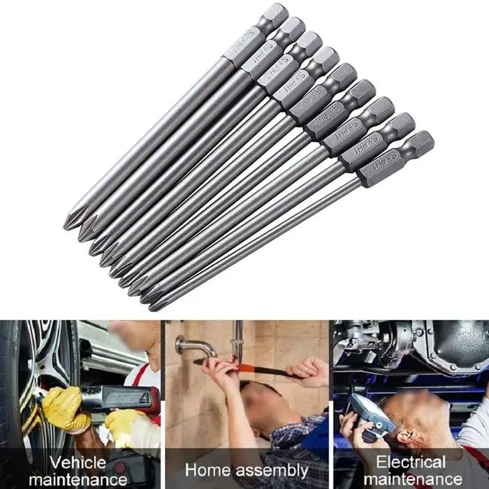 Tournevis magnétique à tête Phillips PH1 PH2, embout en acier allié S2 de 100mm de Long pour outil d