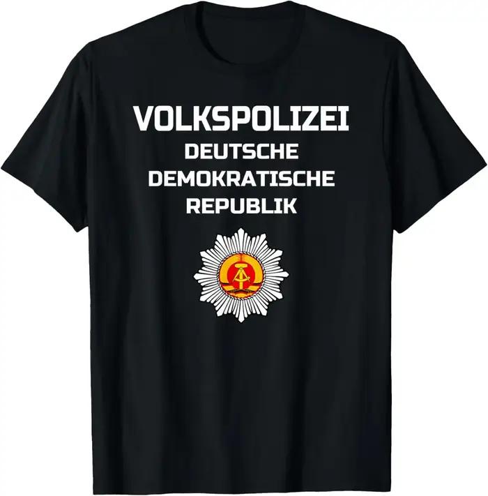 T-shirt homme en polyester imprimé police Allemagne de l'Est style décontracté pour hommes et fans d'histoire ocassions quotidiennes et événements