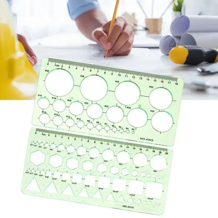 Règle de dessin technique en plastique pour étudiants et professionnels, modèle géométrique, outil de mesure pour cercles et ellipses, polyvalent et durable ```