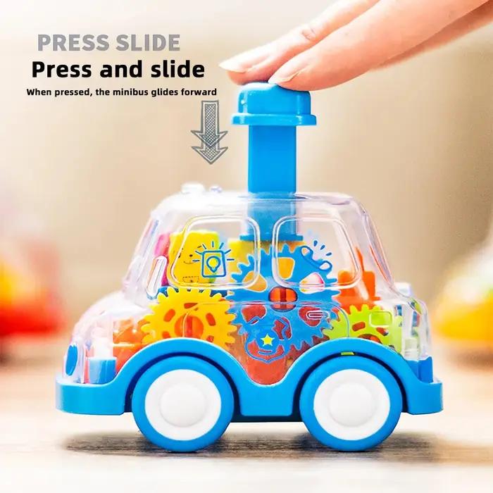 Jouet pour bébé dessin animé presse engrenage voiture jouet Lnertia Pull-back voiture transparente i