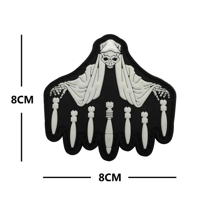 Badge tactique 3D en caoutchouc brillant pour Halloween avec sangles applicables fantaisie nocturne occaions spéciales