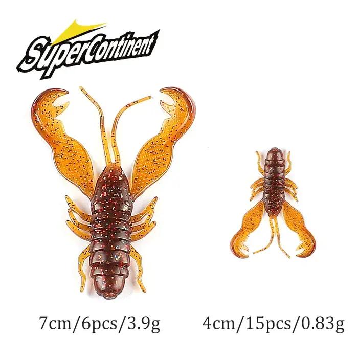 Supercontinent Filet Craw 40mm/15 pièces 70mm/6 pièces leurre souple leurres de pêche crevette homar