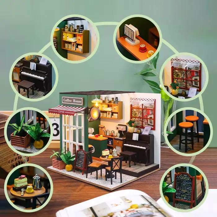 Analyste de construction de modèles de maison de course miniatures en bois pour enfants, puzzles 3D