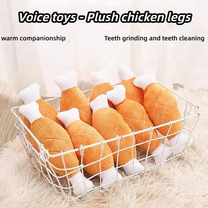 Lot de 3 jouets à mâcher en peluche douce et couineuse en forme de jambe de poulet pour chiens