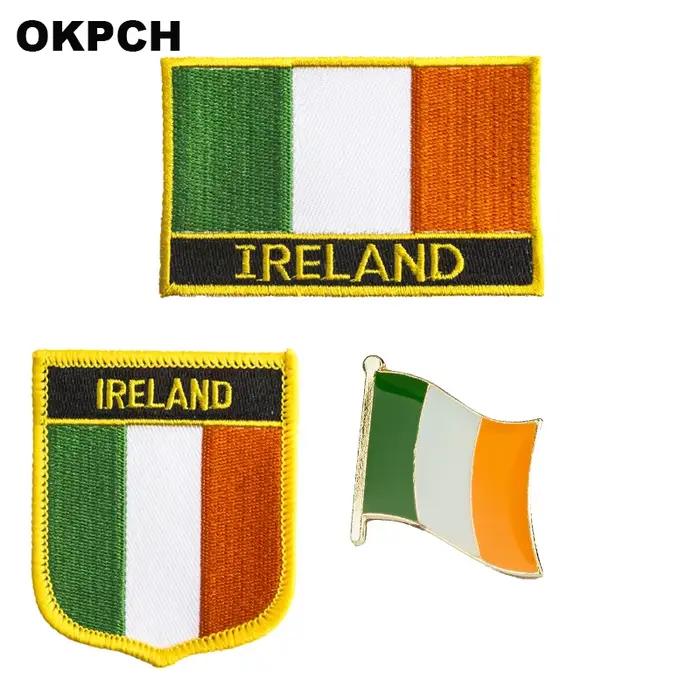 Drapeau National d'Irlande brodé à repasser sur patchs pour vêtements
