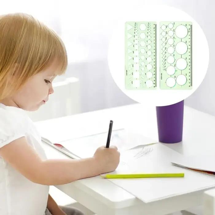 Règle de dessin technique en plastique pour étudiants et professionnels, modèle géométrique, outil de mesure pour cercles et ellipses, polyvalent et durable ```