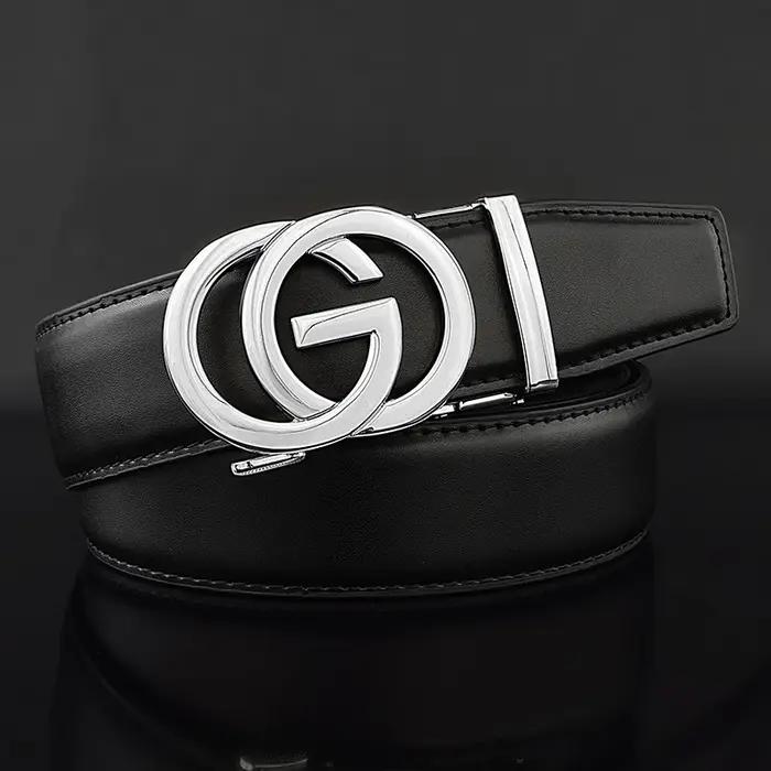 Ceinture en cuir véritable pour homme, sangle de taille exquise classique, lettre G, marque célèbre,
