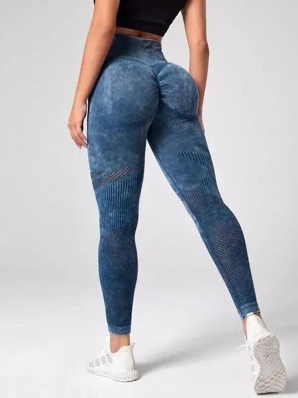 Leggings de sport de contrôle du ventre de teinture par nouage de base de yoga