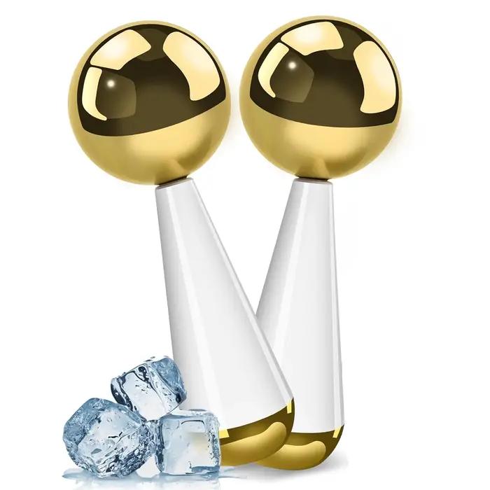 Globes de glace pour le visage et les yeux - Rouleau cryo en acier pour soins beauté quotidien et massage facial