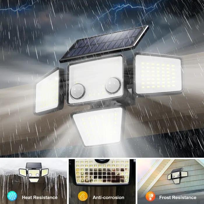 Lumières extérieures solaires-3000LM 188 lumières de capteur de mouvement LED lumières de sécurité d